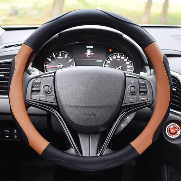 Super Fiber Leather Car Universal Anti-skid Steering Wheel Cover, Diameter: 38cm(Black Coffee) - Steering Wheel Accessories by PMC TechLife | Online Shopping South Africa | PMC TechLife | Buy Now Pay Later Mobicred