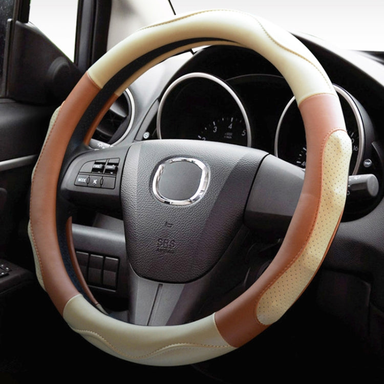Super Fiber Leather Car Universal Anti-skid Steering Wheel Cover, Diameter: 38cm(Beige Coffee) - Steering Wheel Accessories by PMC TechLife | Online Shopping South Africa | PMC TechLife | Buy Now Pay Later Mobicred