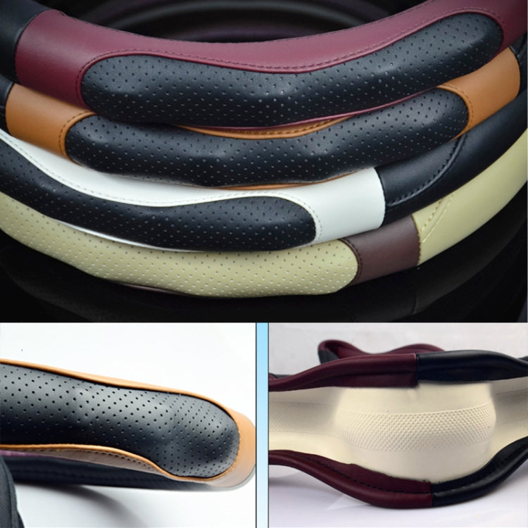 Super Fiber Leather Car Universal Anti-skid Steering Wheel Cover, Diameter: 38cm(Black Coffee)