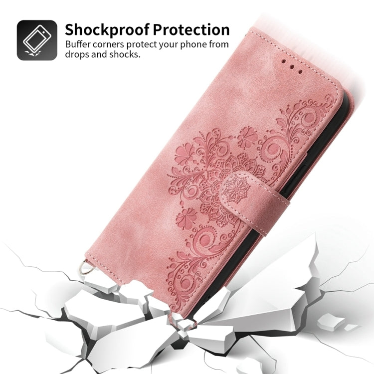 For Google Pixel 9 Pro Skin-feel Flowers Embossed Wallet Leather Phone Case(Pink) - Google Cases by PMC TechLife | Online Shopping South Africa | PMC TechLife | Buy Now Pay Later Mobicred