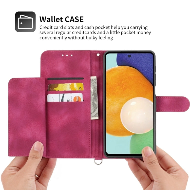 For Google Pixel 9 Pro Skin-feel Flowers Embossed Wallet Leather Phone Case(Wine Red) - Google Cases by PMC TechLife | Online Shopping South Africa | PMC TechLife | Buy Now Pay Later Mobicred