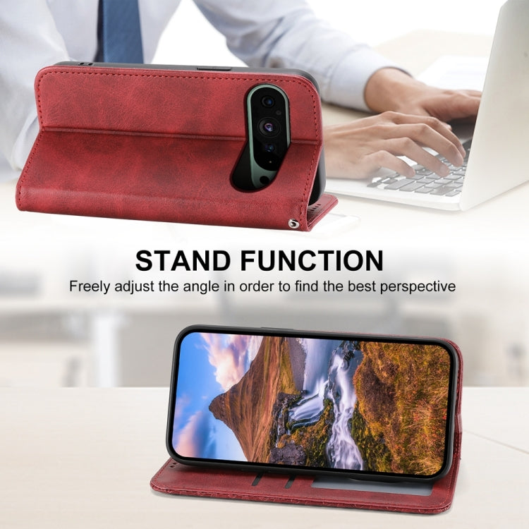 For Google Pixel 9 Cubic Grid Calf Texture Magnetic Leather Phone Case(Red) - Google Cases by PMC TechLife | Online Shopping South Africa | PMC TechLife | Buy Now Pay Later Mobicred