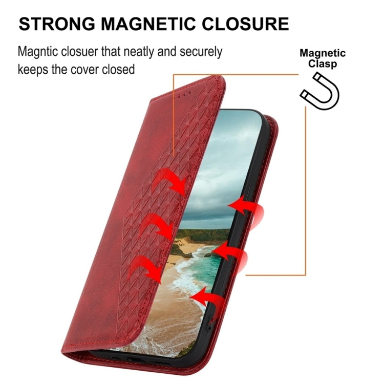 For Google Pixel 9 Pro Cubic Grid Calf Texture Magnetic Leather Phone Case(Red) - Google Cases by PMC TechLife | Online Shopping South Africa | PMC TechLife | Buy Now Pay Later Mobicred