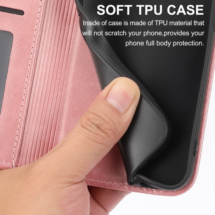 For Google Pixel 9 Pro Cubic Grid Calf Texture Magnetic Leather Phone Case(Rose Gold)