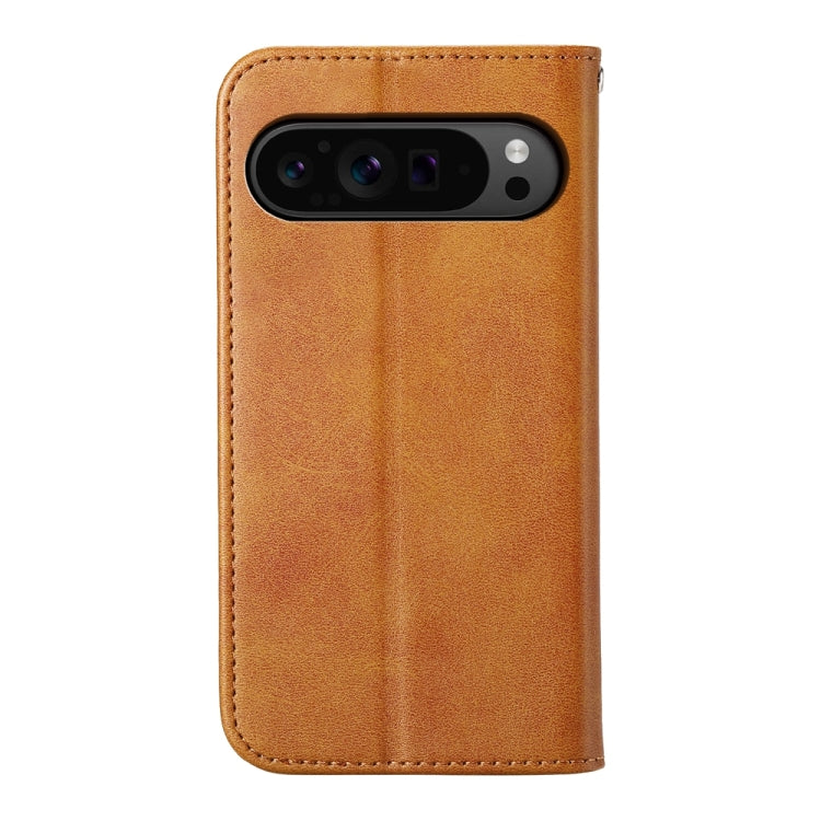 For Google Pixel 9 Pro Cubic Grid Calf Texture Magnetic Leather Phone Case(Yellow) - Google Cases by PMC TechLife | Online Shopping South Africa | PMC TechLife | Buy Now Pay Later Mobicred