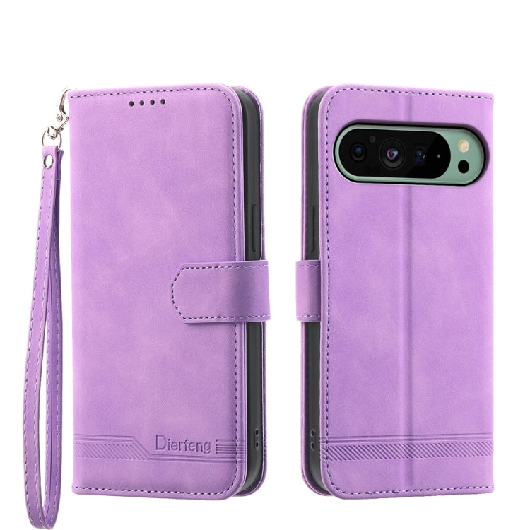 For Google Pixel 9 Dierfeng Dream Line TPU Hybrid PU Leather Phone Case(Purple) - free shipping - PMC TechLife - Order now!