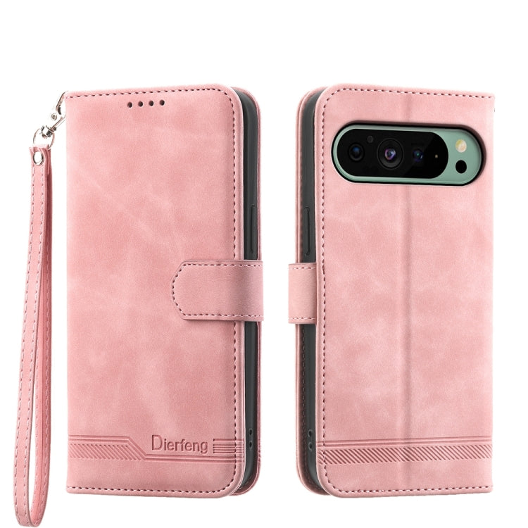 For Google Pixel 9 Dierfeng Dream Line TPU + PU Leather Phone Case(Pink) - Google Cases by PMC TechLife | Online Shopping South Africa | PMC TechLife | Buy Now Pay Later Mobicred