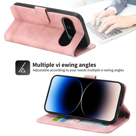 For Google Pixel 9 Dierfeng Dream Line TPU + PU Leather Phone Case(Pink)