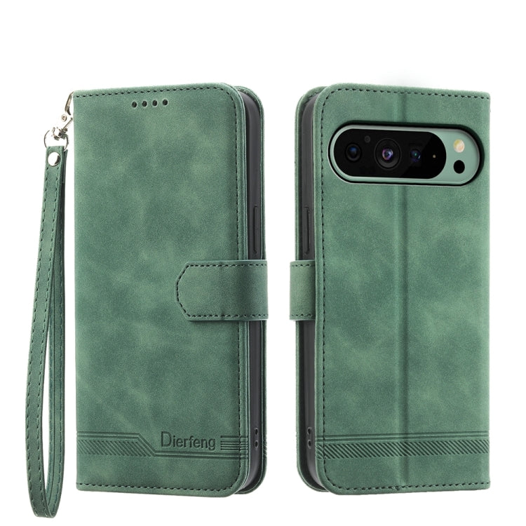 For Google Pixel 9 Dierfeng Dream Line TPU + PU Leather Phone Case(Green) - Google Cases by PMC TechLife | Online Shopping South Africa | PMC TechLife | Buy Now Pay Later Mobicred
