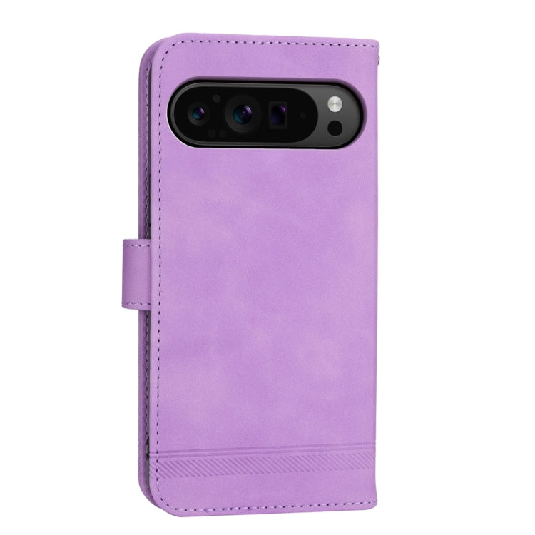 For Google Pixel 9 Pro Dierfeng Dream Line TPU + PU Leather Phone Case(Purple) - Google Cases by PMC TechLife | Online Shopping South Africa | PMC TechLife | Buy Now Pay Later Mobicred