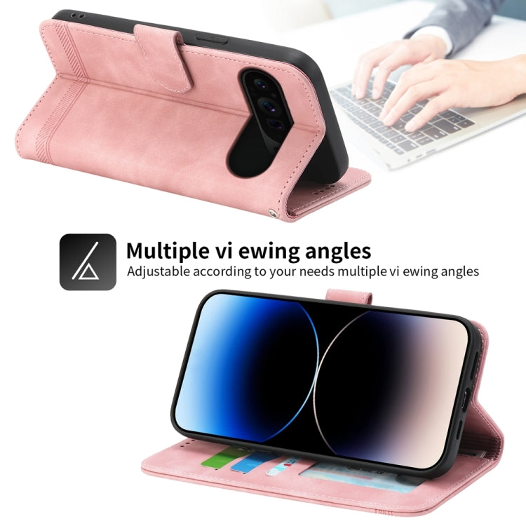 For Google Pixel 9 Pro Dierfeng Dream Line TPU Hybrid PU Leather Phone Case(Pink) - Google Cases by PMC TechLife | Online Shopping South Africa | PMC TechLife | Buy Now Pay Later Mobicred