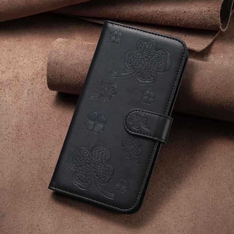 For vivo Y27 4G Four-leaf Embossed Leather Phone Case(Black) - vivo Cases by PMC TechLife | Online Shopping South Africa | PMC TechLife