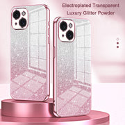 For iPhone 16 Gradient Glitter Powder Electroplated Phone Case(Gold)