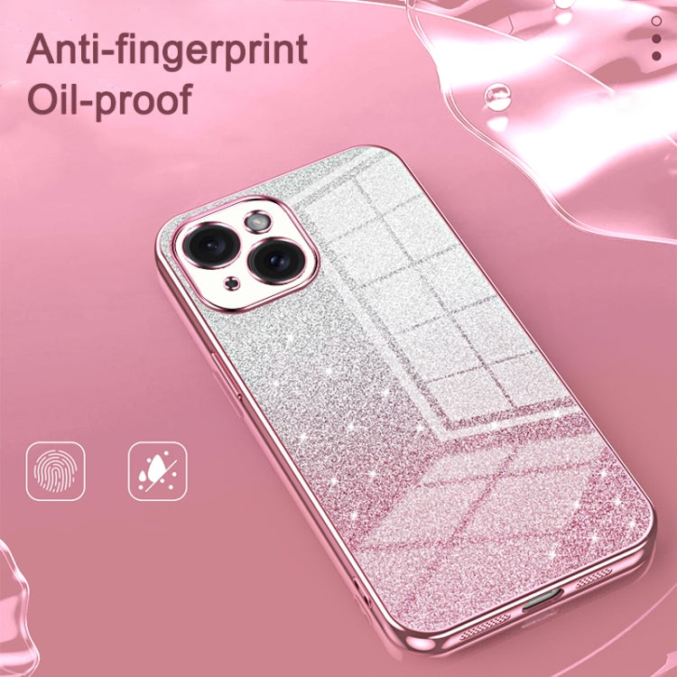 For iPhone 16 Pro Max Gradient Glitter Powder Electroplated Phone Case(Purple)