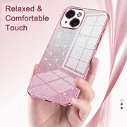 For iPhone 16 Plus Gradient Glitter Powder Electroplated Phone Case(Pink)