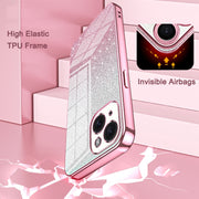 For iPhone 16 Plus Gradient Glitter Powder Electroplated Phone Case(Pink)