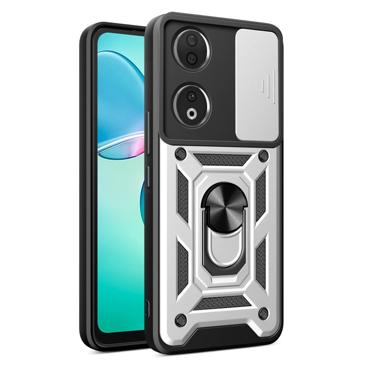 For Honor 90 5G Sliding Camera Cover Design TPU+PC Phone Case(Silver) - Honor Cases by PMC TechLife | Online Shopping South Africa | PMC TechLife | Buy Now Pay Later Mobicred