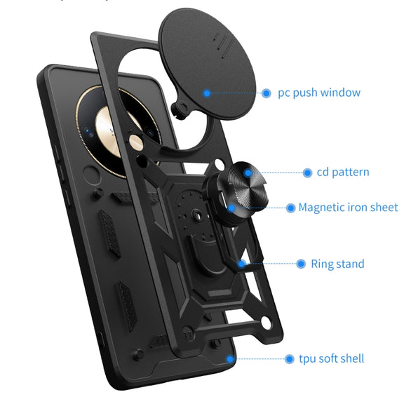 For Honor X9b Sliding Camera Cover Design TPU+PC Phone Case(Green)