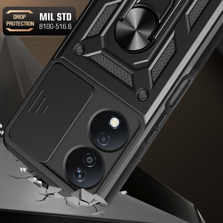 For Honor X7b Sliding Camera Cover Design TPU+PC Phone Case(Black) - Honor Cases by PMC TechLife | Online Shopping South Africa | PMC TechLife | Buy Now Pay Later Mobicred