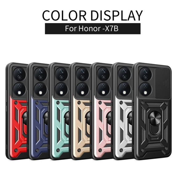 For Honor X7b Sliding Camera Cover Design TPU+PC Phone Case(Gold)