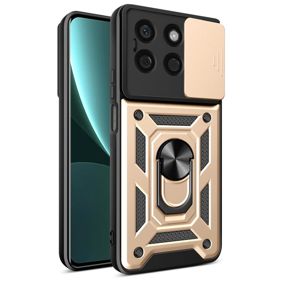 For Honor X8b Sliding Camera Cover Design TPU+PC Phone Case(Gold)