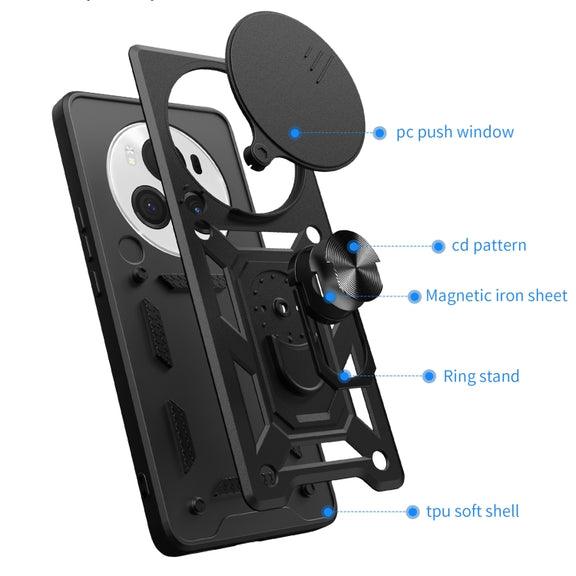 For Honor Magic6 Pro Sliding Camera Cover Design TPU+PC Phone Case(Rose Gold)