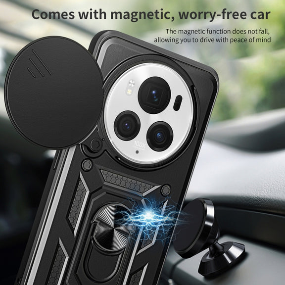 For Honor Magic6 Pro Sliding Camera Cover Design TPU+PC Phone Case(Rose Gold)