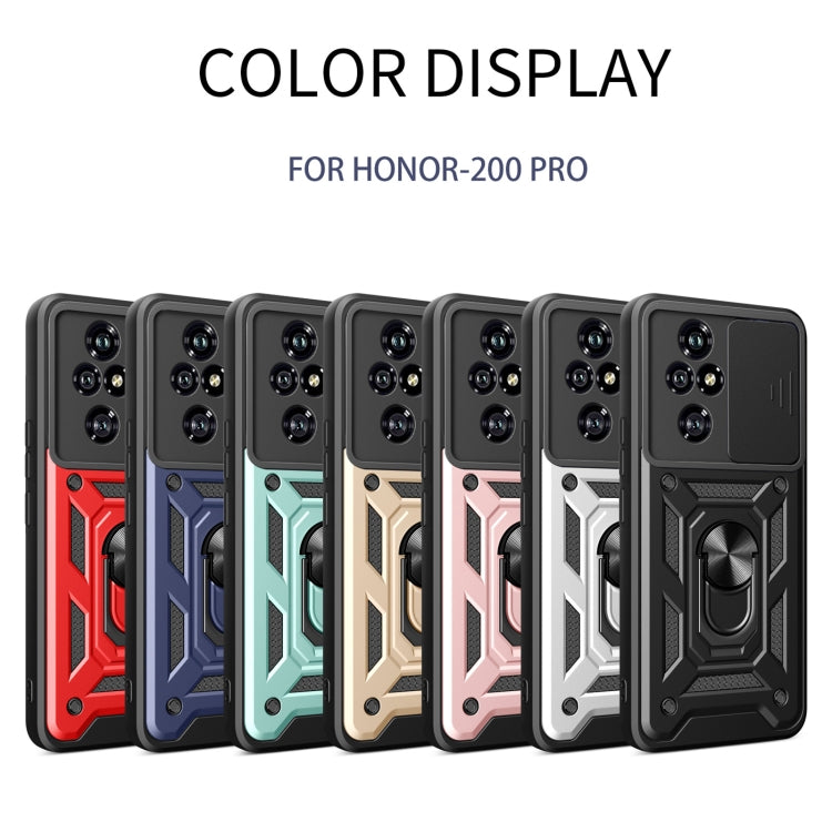 For Honor 200 Pro Sliding Camera Cover Design TPU+PC Phone Case(Blue)