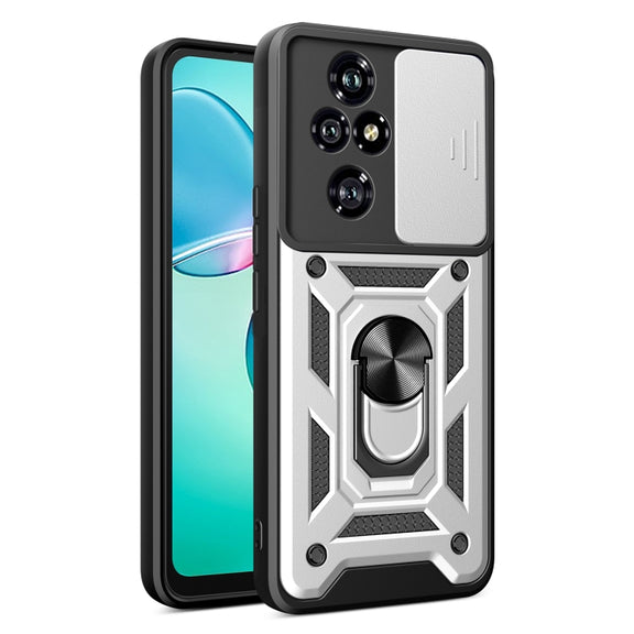 For Honor 200 Pro Sliding Camera Cover Design TPU+PC Phone Case(Silver)