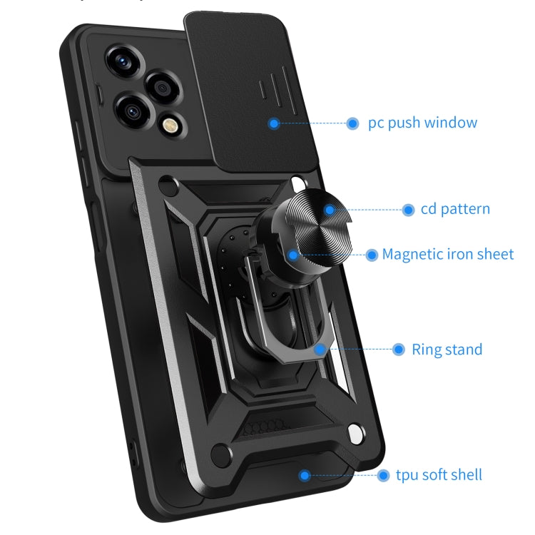 For Honor 200 Lite Global Sliding Camera Cover Design TPU+PC Phone Case(Black)
