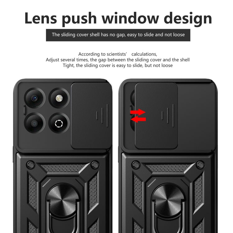 For Honor X6b 4G Sliding Camera Cover Design TPU+PC Phone Case(Red)