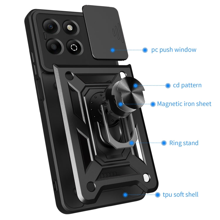 For Honor X6b 4G Sliding Camera Cover Design TPU+PC Phone Case(Blue)