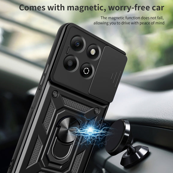 For Honor X6b 4G Sliding Camera Cover Design TPU+PC Phone Case(Blue)