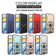 For Honor Magic5 Pro Sliding Camera Cover Design TPU+PC Phone Case(Blue)