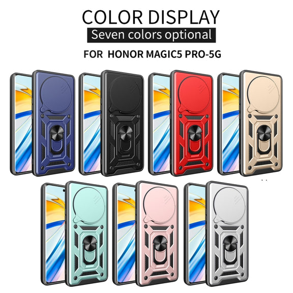 For Honor Magic5 Pro Sliding Camera Cover Design TPU+PC Phone Case(Blue)