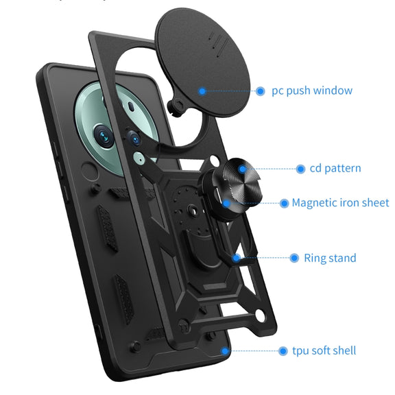 For Honor Magic5 Pro Sliding Camera Cover Design TPU+PC Phone Case(Blue)