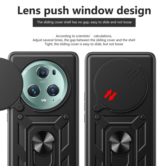 For Honor Magic5 Pro Sliding Camera Cover Design TPU+PC Phone Case(Blue)