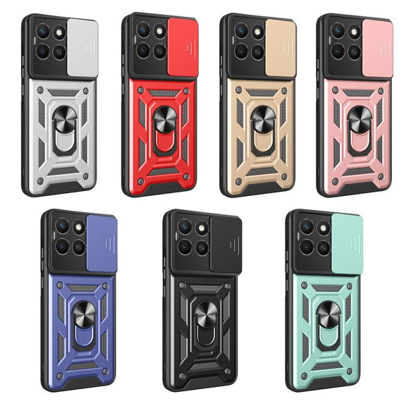 For Honor X8c 4G Sliding Camera Cover Design TPU+PC Phone Case(Black)
