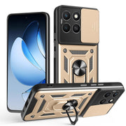 For Honor X8c 4G Sliding Camera Cover Design TPU+PC Phone Case(Gold)