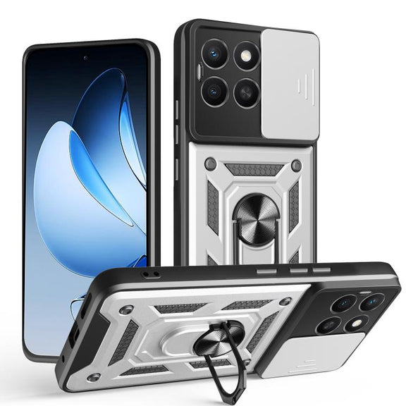 For Honor X8c 4G Sliding Camera Cover Design TPU+PC Phone Case(Silver)