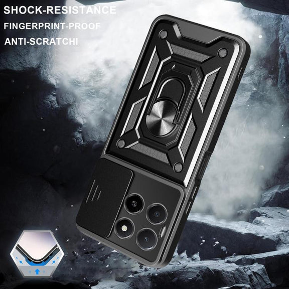 For Honor X5b Plus Sliding Camera Cover Design TPU+PC Phone Case(Black)