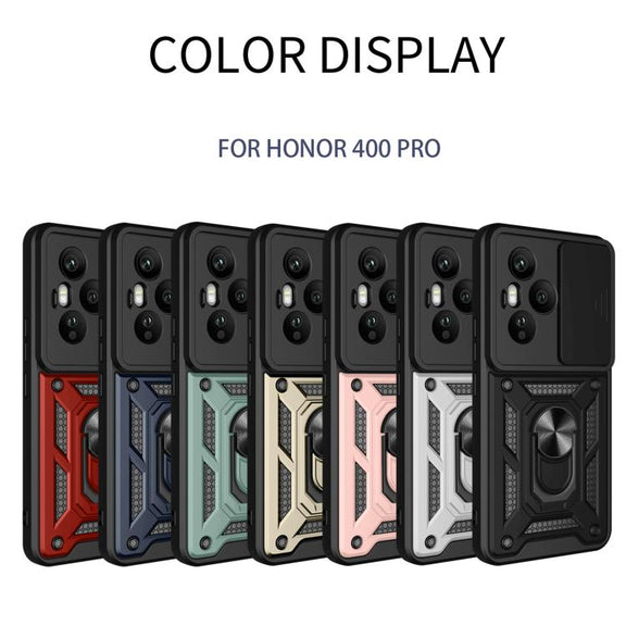 For Honor 400 Pro Global 160.8mm Sliding Camera Cover Design TPU+PC Phone Case(Black)