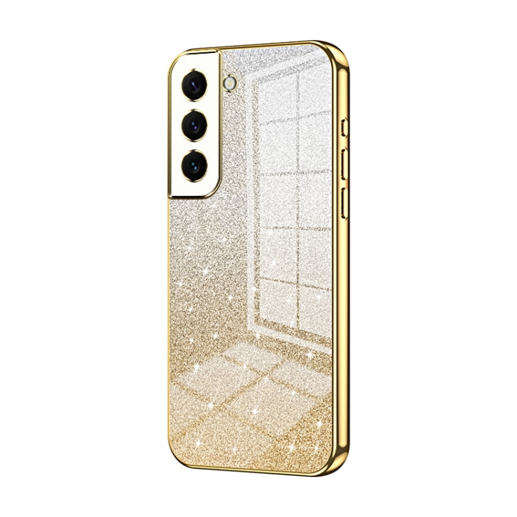 For Samsung Galaxy S22 5G Gradient Glitter Powder Electroplated Phone Case(Gold) - Galaxy S22 5G Cases by PMC TechLife | Online Shopping South Africa | PMC TechLife