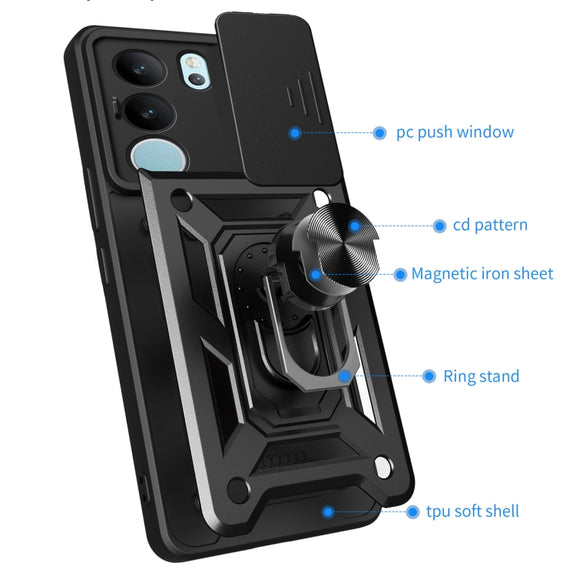 For vivo S17 Pro 5G/V29 5G Sliding Camera Cover Design TPU+PC Phone Case(Green)