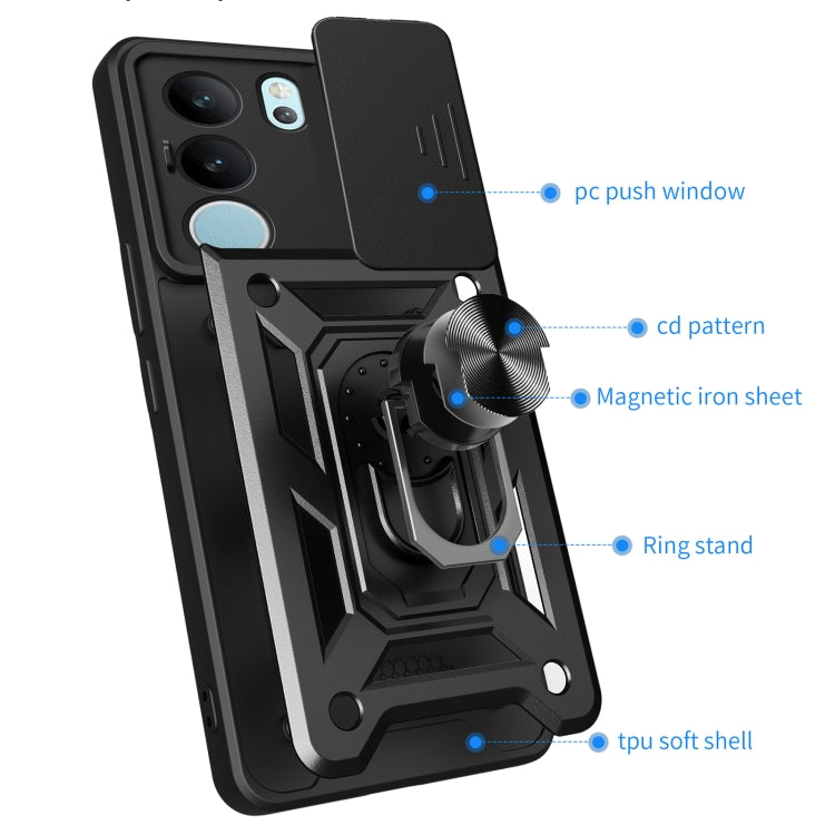 For vivo S17 Pro 5G/V29 5G Sliding Camera Cover Design TPU+PC Phone Case(Green)