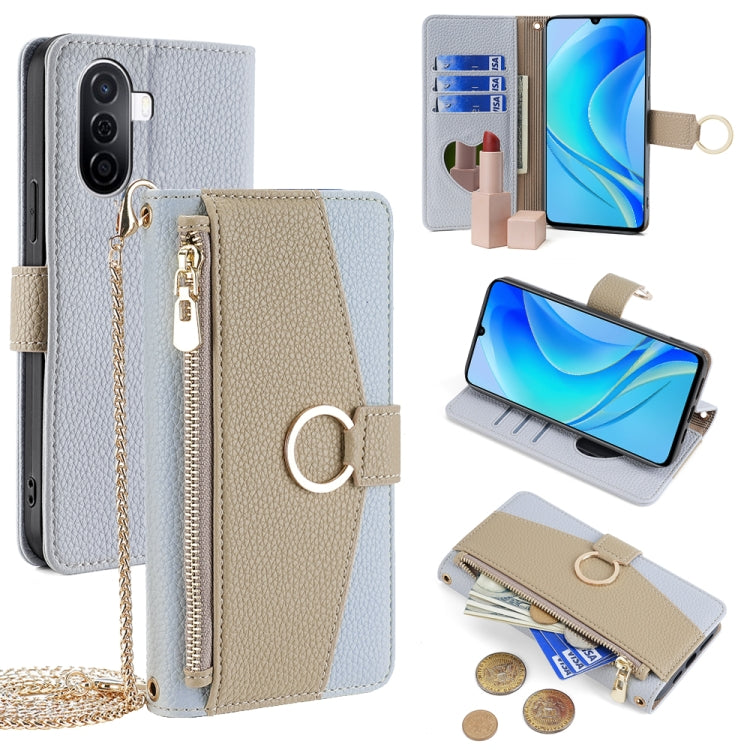 For Huawei nova Y70 Plus / Y70 4G Crossbody Litchi Texture Leather Phone Case(Blue) - Huawei Cases by PMC TechLife | Online Shopping South Africa | PMC TechLife | Buy Now Pay Later Mobicred