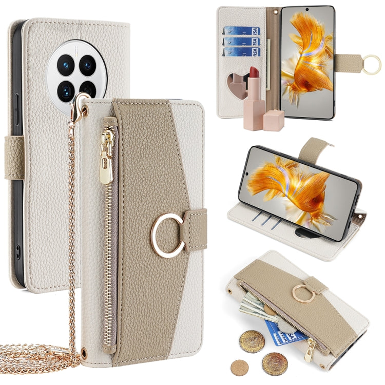 For Huawei Mate 50 Crossbody Litchi Texture Leather Phone Case(White) - Huawei Cases by PMC TechLife | Online Shopping South Africa | PMC TechLife | Buy Now Pay Later Mobicred