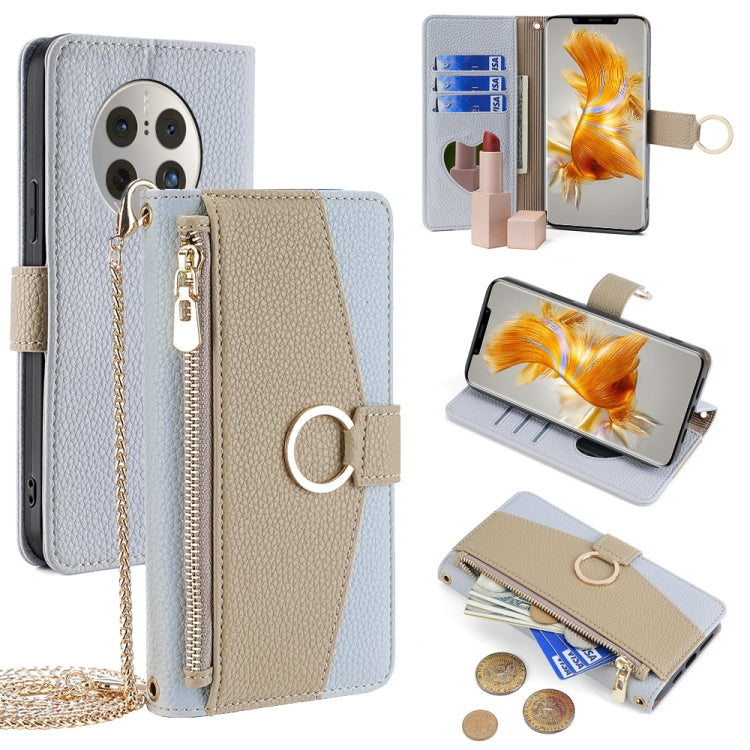 For Huawei Mate 50 Pro Crossbody Litchi Texture Leather Phone Case(Blue) - Huawei Cases by PMC TechLife | Online Shopping South Africa | PMC TechLife | Buy Now Pay Later Mobicred