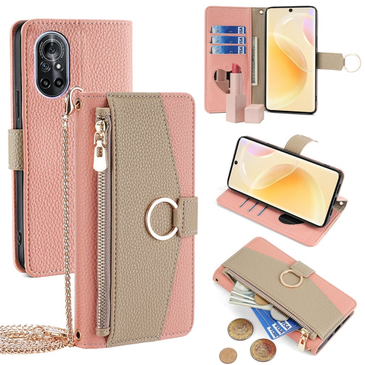 For Huawei nova 8 Crossbody Litchi Texture Leather Phone Case(Pink) - Huawei Cases by PMC Jewellery | Online Shopping South Africa | PMC Jewellery | Buy Now Pay Later Mobicred