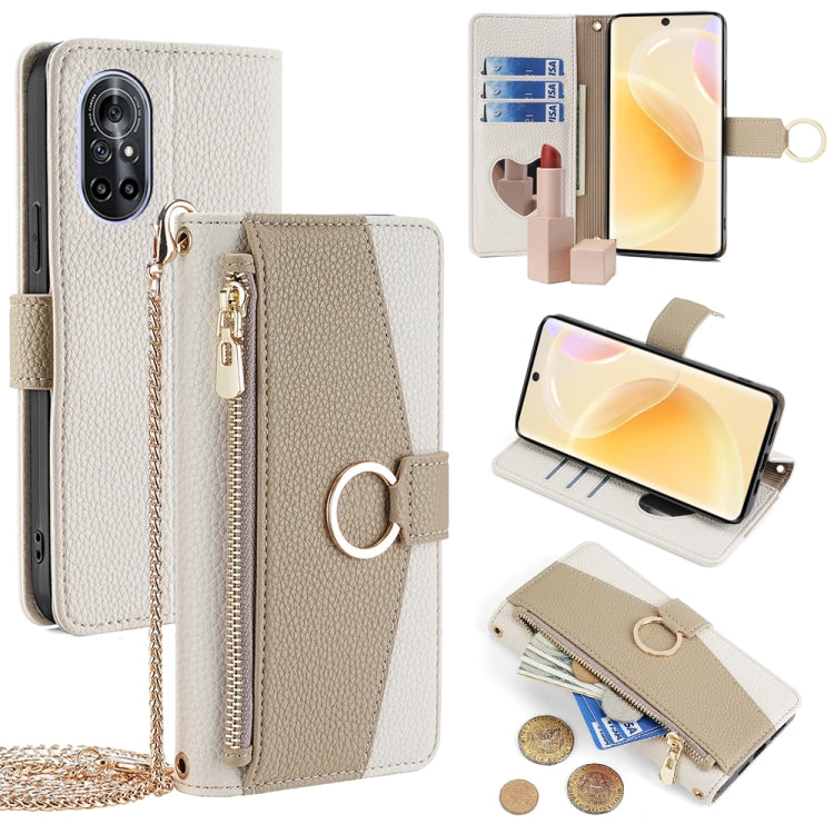 For Huawei nova 8 Crossbody Litchi Texture Leather Phone Case(White) - Huawei Cases by PMC TechLife | Online Shopping South Africa | PMC TechLife | Buy Now Pay Later Mobicred